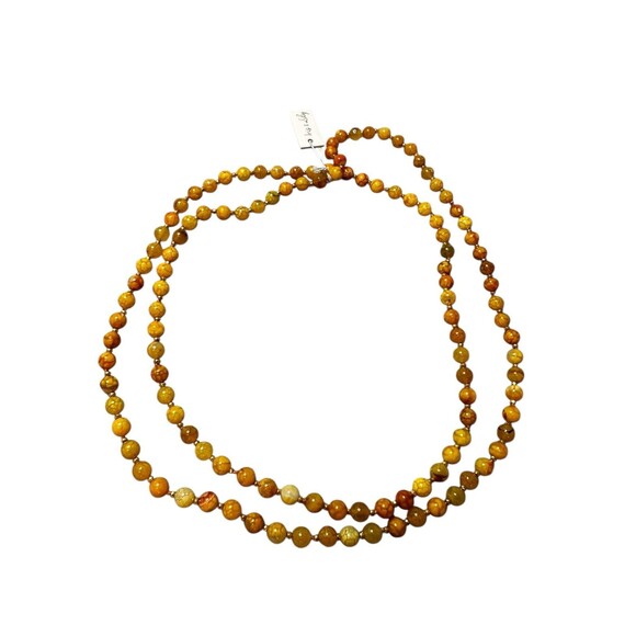 Iris & Lily London Genuine Gemstone Agate Bead Gold Yellow Necklace NWT - Picture 1 of 7